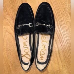 Loraine Black Velvet Loafers with Silver Accent